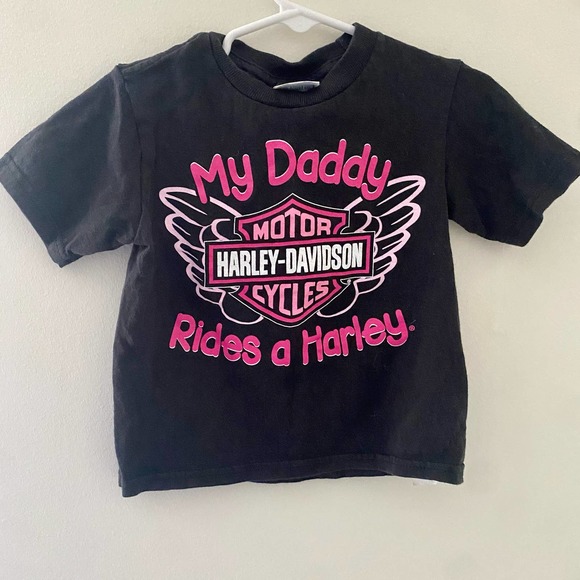 Harley-Davidson Other - My Daddy Rides A Harley Davidson Baby Girls T-Shirt Pink Short Sleeve Crew 2T